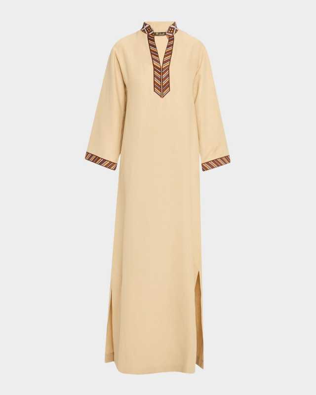 Tilde Stripe-Trim Long-Sleeve Maxi Dress